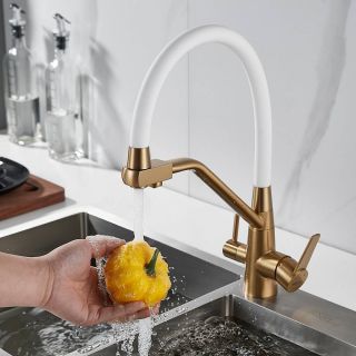 Смеситель для кухни Shevanik S968G с подключением фильтра золото